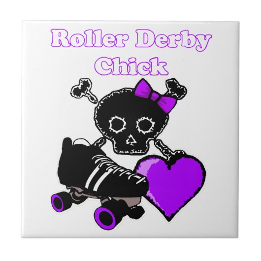 Roller Derby Chick (Lila) Fliese (Vorderseite)