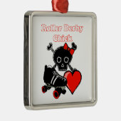 Roller Derby Chick (rot) Silbernes Ornament (Rechts)