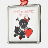 Roller Derby Chick (rot) Silbernes Ornament (Links)