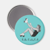 Roller Derby Doll Magnet (Vorderseite/Rückseite)