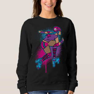 Roller Derby Girl Roller Skater mit Spray Paint D Sweatshirt