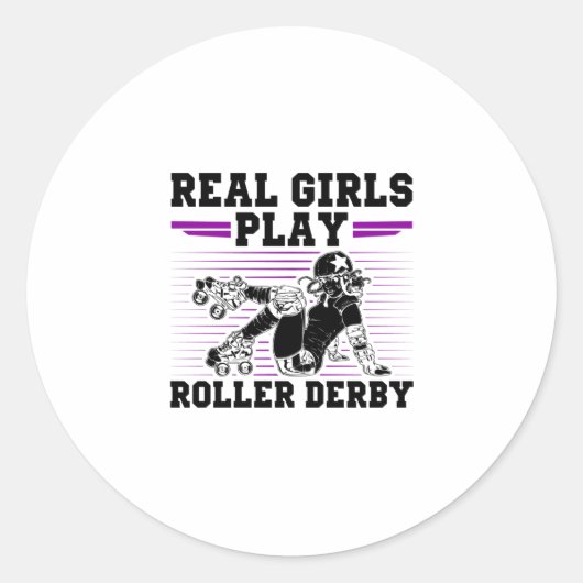Roller Derby Girl Runder Aufkleber (Vorderseite)