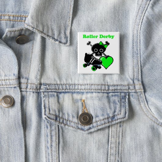 Roller Derby Heart (grün) Button (Beispiel)