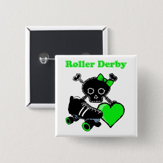 Roller Derby Heart (grün) Button (Vorne & Hinten)