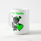 Roller Derby Heart (grün) Kaffeetasse (Vorderseite Links)