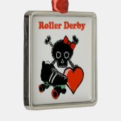 Roller Derby Heart (rot) Silbernes Ornament (Rechts)