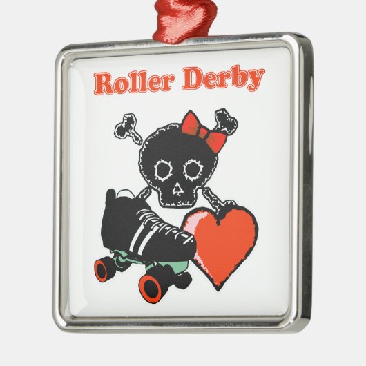 Roller Derby Heart (rot) Silbernes Ornament (Links)