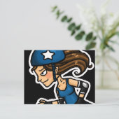 Roller Derby Jammer Postkarte (Stehend Vorderseite)