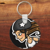 Roller Derby Jammer schwarz-weiß Schlüsselanhänger (Vorderseite)