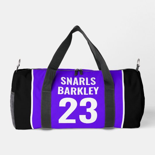 Roller Derby Logo Lila Schwarz Teamname Uniform Duffle Bag (Rückseite)
