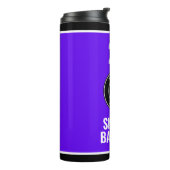 Roller Derby Logo Lila Schwarz Teamname Uniform Thermosbecher (Nach links gedreht)