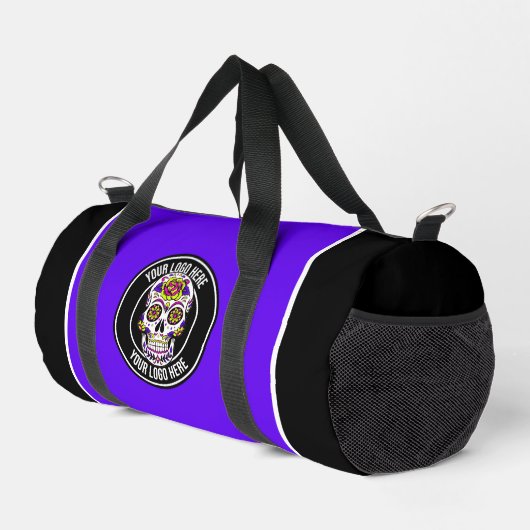 Roller Derby Logo Purple Black Team Name Uniform Duffle Bag (Rechte Ecke)