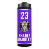 Roller Derby Logo Purple Black Team Name Uniform Thermosbecher (Vorderseite)