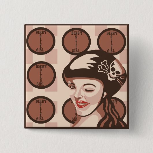 Roller Derby Mädchen Button (Vorderseite)
