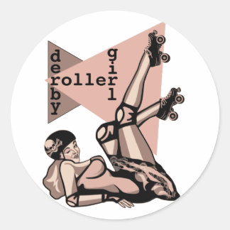 Roller Derby Mädchen Pin Up Runder Aufkleber