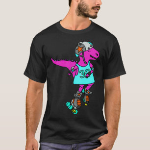 Roller derby Rolle Skaten Pink Dinosaurier T-Shirt