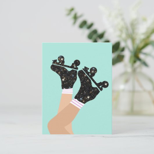 Roller Derby-Roller-Skate Postkarte (Stehend Vorderseite)