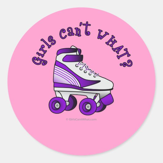 Roller Derby Skate - Lila Runder Aufkleber (Vorderseite)