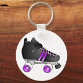 Roller Derby Skate Schwarz und Lila Schlüsselanhänger (Vorderseite)