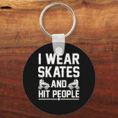 Roller Derby Skater Tragen Sie Skate auf Menschen Schlüsselanhänger (Vorderseite)
