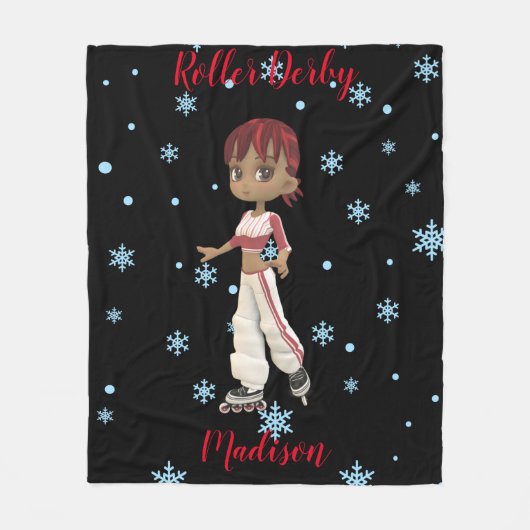 Roller Derby Snowflake Fleecedecke (Vorderseite)
