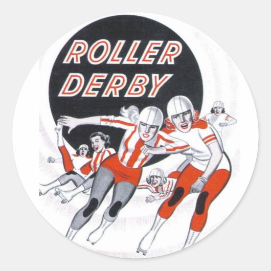 Roller Derby Vintage-Programm-Aufkleber Runder Aufkleber (Vorderseite)