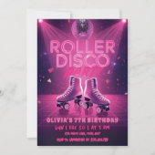 Roller Disco-Party-Geburtstagseinladung | Neonpink Einladung (Vorderseite)