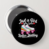 Roller Girl - Girl Who Lieben Roller Skaten Button (Vorne & Hinten)