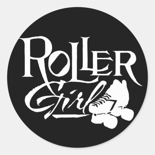 Roller Girl, Roller Derby Runder Aufkleber (Vorderseite)
