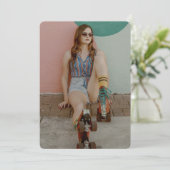 Roller Girl - Roller Skaten Dankeskarte (Stehend Vorderseite)