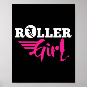 Roller Girl Rollerskateboarderin Skaterin Skateboa Poster
