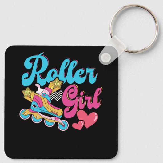Roller Girl Skate Retro 70er 80er Rolling Skate Sk Schlüsselanhänger (Rückseite)