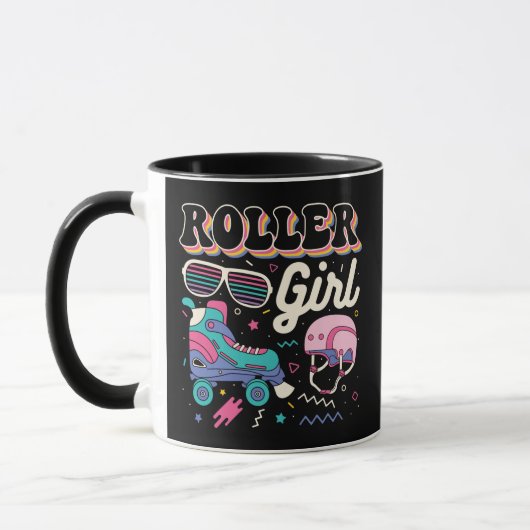 Roller Girl Skater Skaten Retro Vintag Roller Tasse (Links)