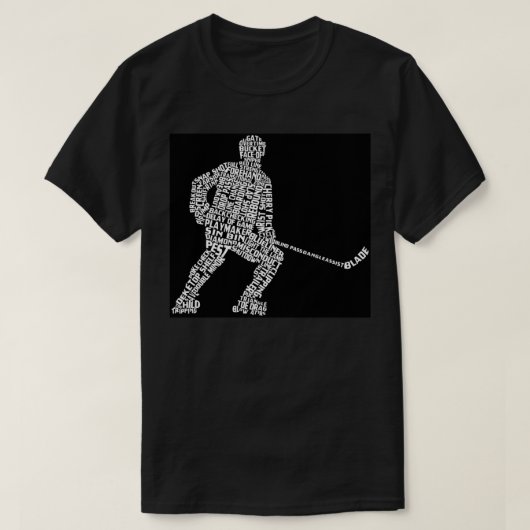 Roller Hockey Player Word Art, Inline Hockey Typog T-Shirt (Design vorne)