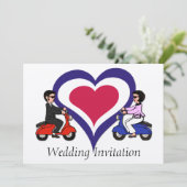 Roller-Jungen- und Mädchen-Modherz Einladungen (Stehend Vorderseite)