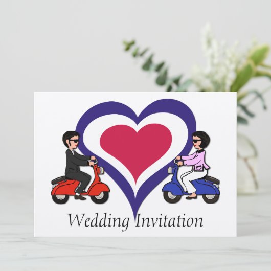 Roller-Jungen- und Mädchen-Modherz Einladungen (Stehend Vorderseite)