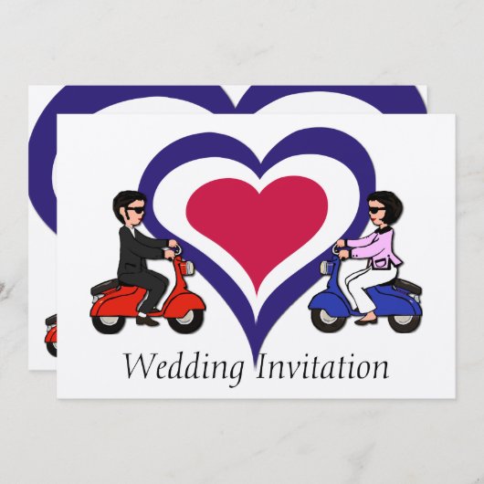 Roller-Jungen- und Mädchen-Modherz Einladungen (Vorne/Hinten)