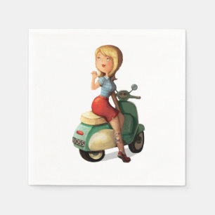 Roller-Mädchen Serviette