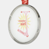 Roller-Mädchen Silbernes Ornament (Links)