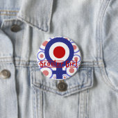 Roller-Mädchenentwurf auf Zielhintergrund Button (Beispiel)