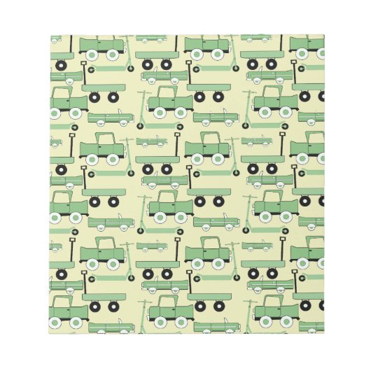 Roller mit Sommerrücklaufrädern Autos Wagenwagen Notizblock (Vorderseite)