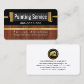 Roller Paint Brush On Stylish Wood Gold Line Visitenkarte (Vorne/Hinten)