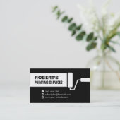 Roller Paint Brush Painting Services Black Visitenkarte (Stehend Vorderseite)