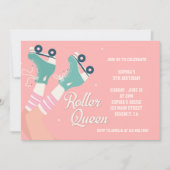 Roller Queen Retro Birthday Einladung (Vorderseite)