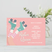 Roller Queen Retro Birthday Einladung (Stehend Vorderseite)