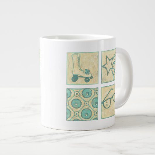 Roller Rink Woodblock Zeichnend von Chariklia Zarr Jumbo-Tasse (Vorderseite Rechts)