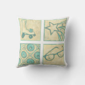 Roller Rink Woodblock Zeichnend von Chariklia Zarr Kissen (Rückseite)