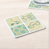 Roller Rink Woodblock Zeichnend von Chariklia Zarr Rechteckiger Pappuntersetzer (angewinkelt)