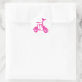 Roller Rosa Gingham Runder Aufkleber (Tasche)