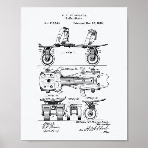 Roller Skate 1879 Weißbuch über Patentkunst Poster